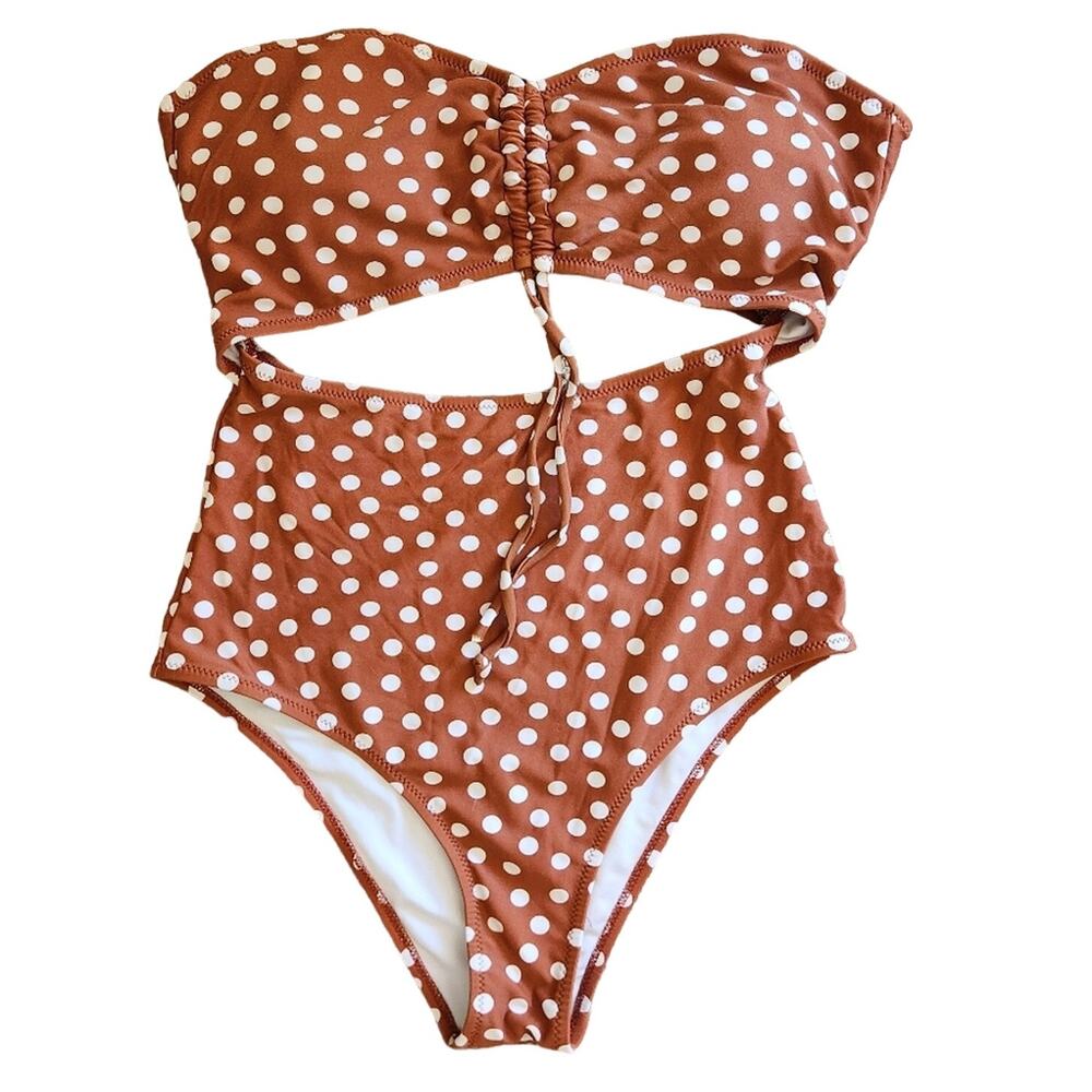 Cupshe polka dot high-waisted one piece bikini style swimsuit M
